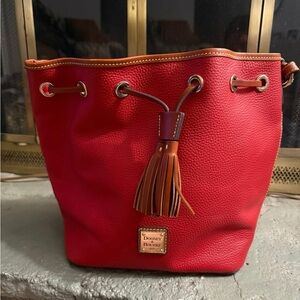 Dooney & Bourke Red Shoulder Bag with Tassel Detail